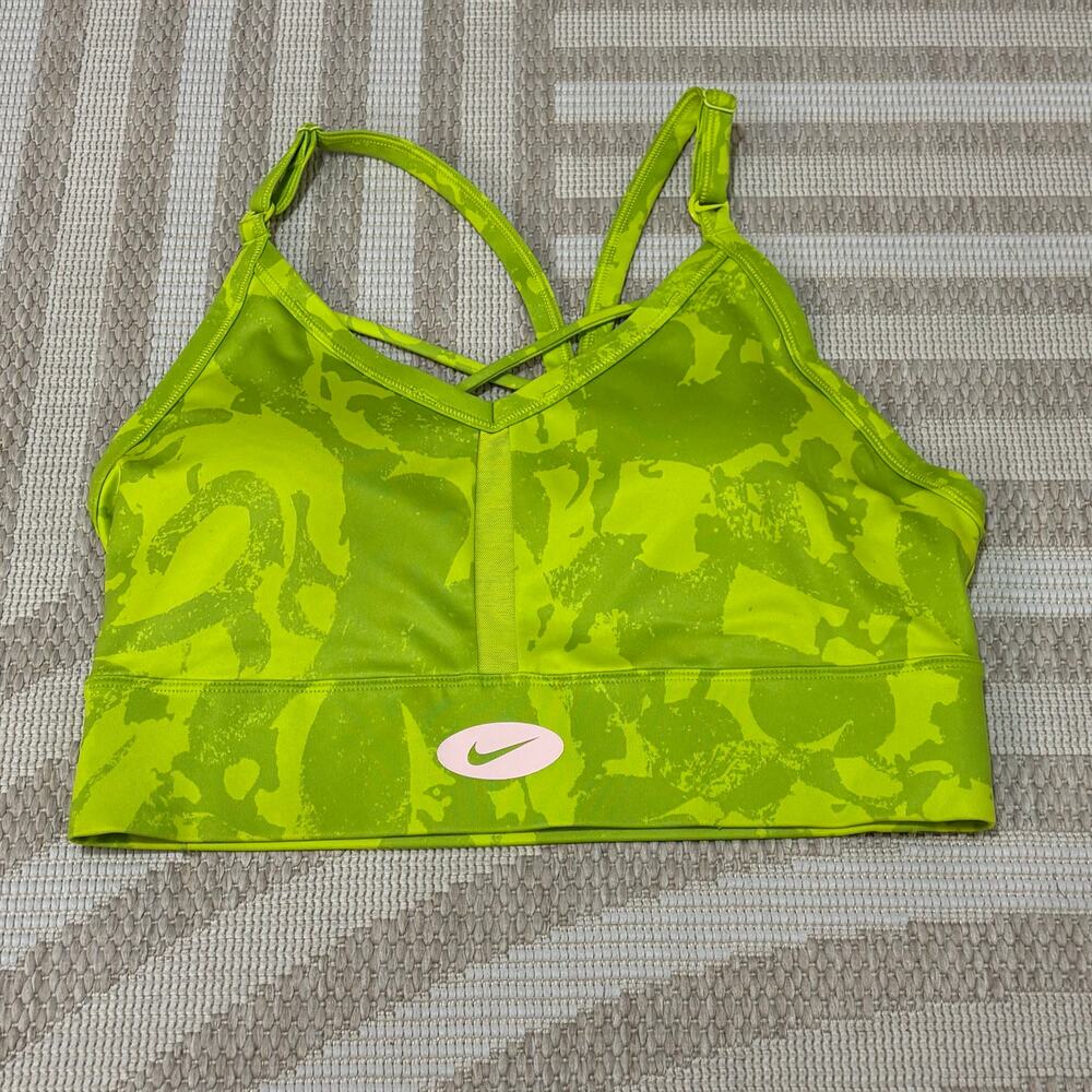 Nike Green Sports Bra Women's Large Dri-Fit Racerback Athletic Boho